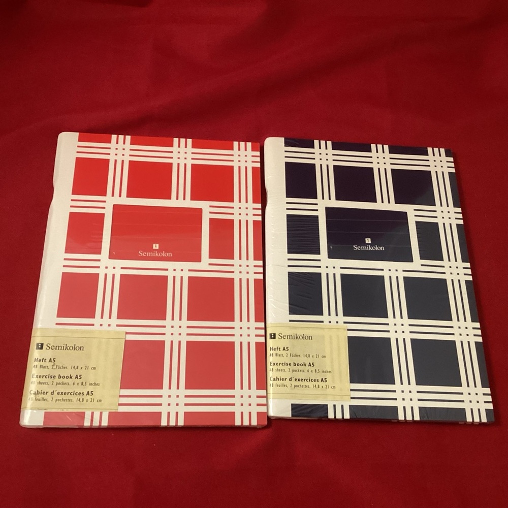 NWT Semikolon Red and Blue Plaid Notebooks